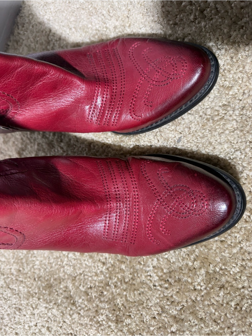 Franco Sarto Waco Red Leather Western Ankle Boots Women’s Size 8.5 - Picture 9 of 12